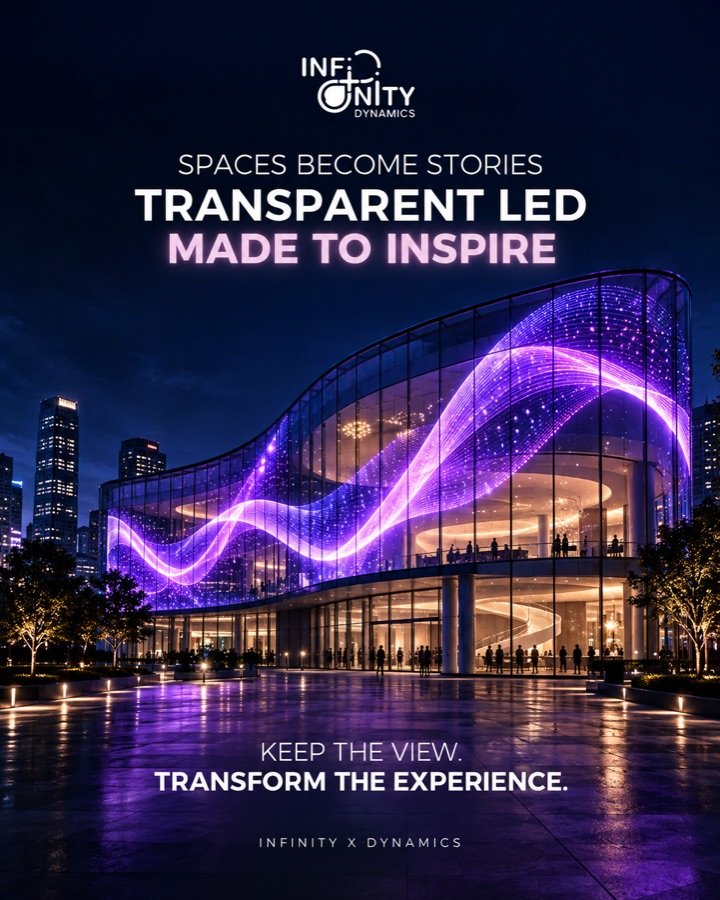 An architectural visual of a glowing LED facade